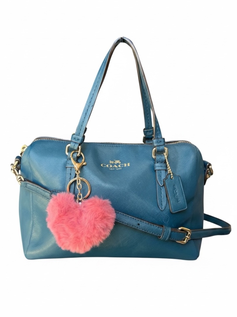 COACH PEYTON BENNETT Leather Mini Satchel Crossbody Bag Teal EUC (#F50430) EUC